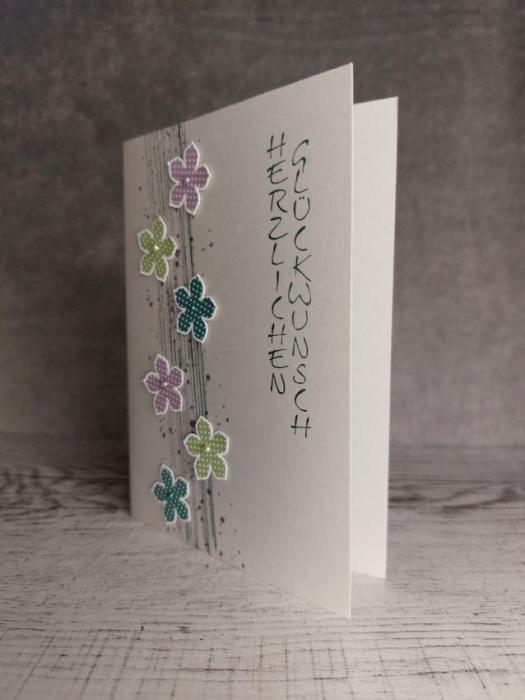 Grußkarte Glückwuschkarte mit Blüten handgemacht
